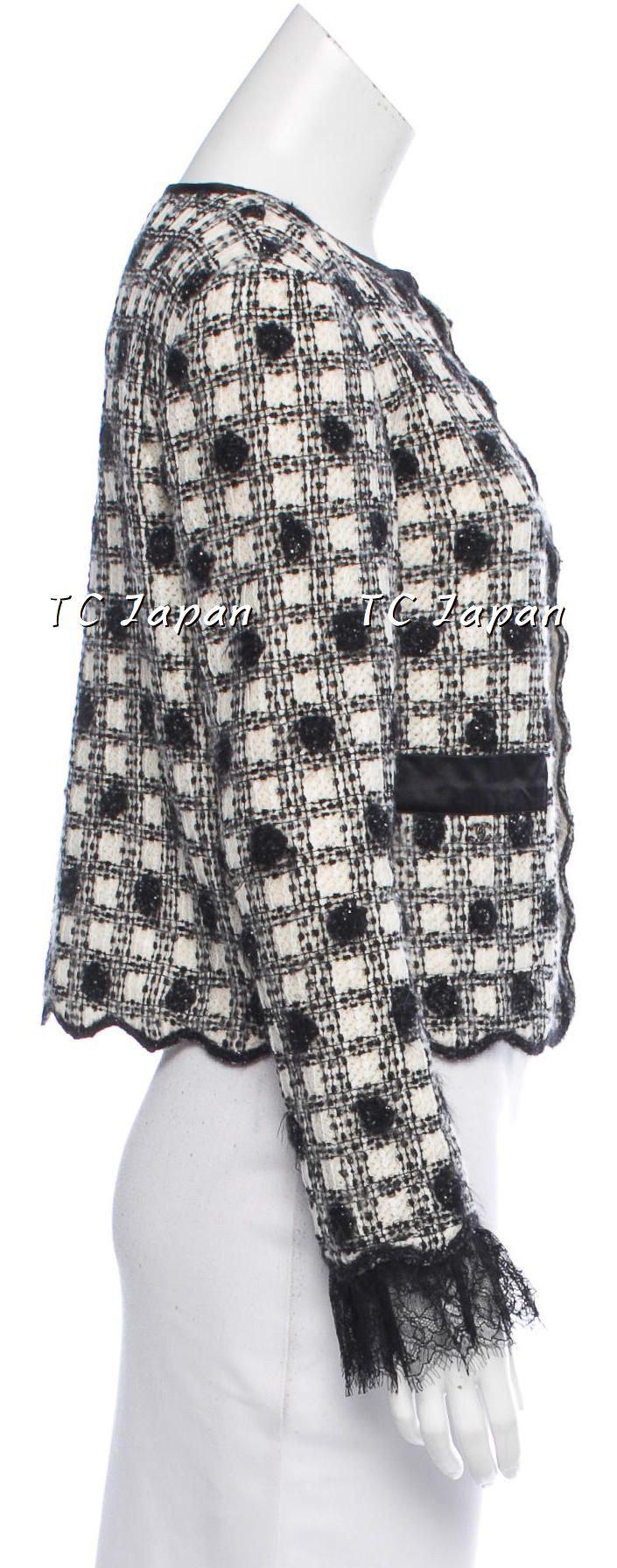 CHANEL 06A 100% Cashmere black ivory Jacket Dress 38 シャネル チェック・ジャケット - シャネル TC JAPAN
