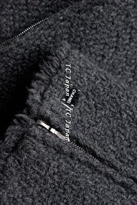 CHANEL 04A Black Wool Jacket Black 42 シャネル ブラック ウール フリンジ ツイード ジャケット 即発