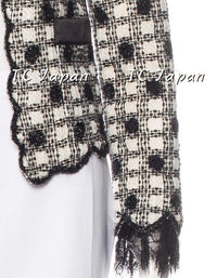 CHANEL 06A 100% Cashmere black ivory Jacket Dress 38 シャネル チェック・ジャケット - シャネル TC JAPAN