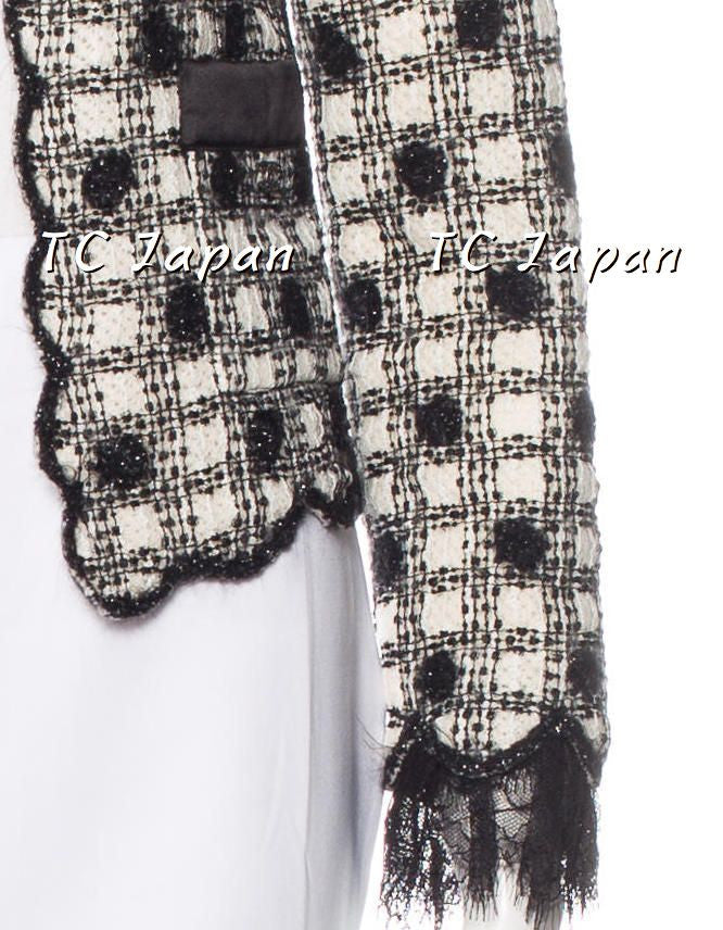 CHANEL 06A 100% Cashmere black ivory Jacket Dress 38 シャネル チェック・ジャケット - シャネル TC JAPAN