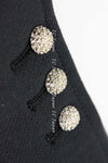 CHANEL 02A Dark Navy Rhinestones Vintage Wool Jacket Skirt Suit 38 40 42 シャネル ダークネイビー・ウール・ヘップバーン風・ラインストーン・王冠ジャケット 即発