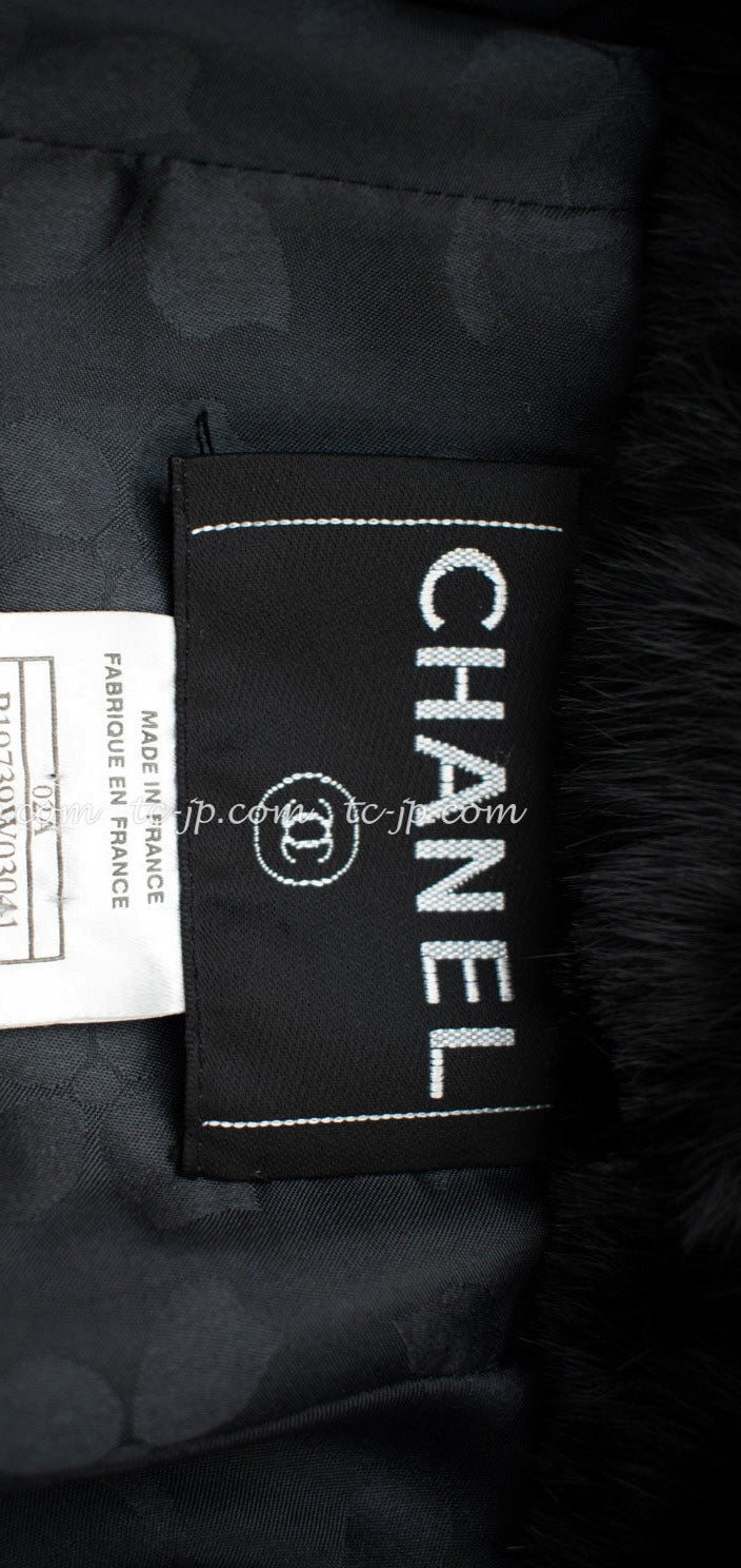 CHANEL 02A Charcoal Gray Brown Black Lambskin leather Rabbit Fur Jacket 34 シャネル チャコールグレー・ラムスキン・レザー・ラビットファー・チャコールグレー・ブラウン・ブラックジャケット 即発