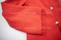 CHANEL 08C Coral Red Fringe Embellished Boucle Jacket Dress 38 シャネル コーラル・スパンコール・ジャケット・ワンピース - CHANEL TC JAPAN