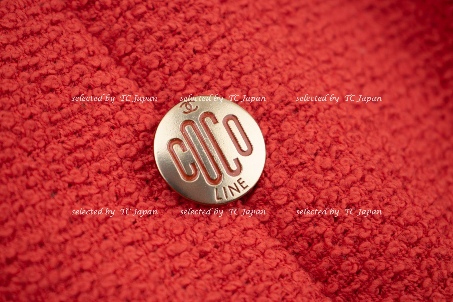 CHANEL 08C Coral Red Fringe Embellished Boucle Jacket Dress 38 シャネル コーラル・スパンコール・ジャケット・ワンピース - CHANEL TC JAPAN