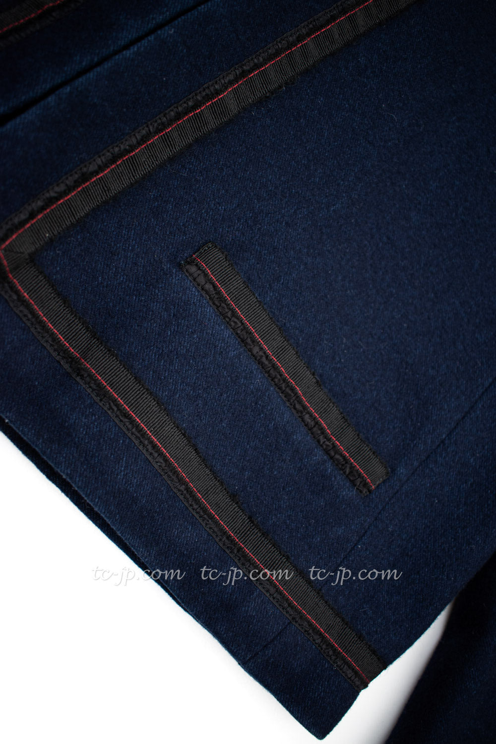 CHANEL 15PF Navy Wool Cotton Jacket 42 シャネル ネイビー・ウール・コットン・ライン入り・ジャケット