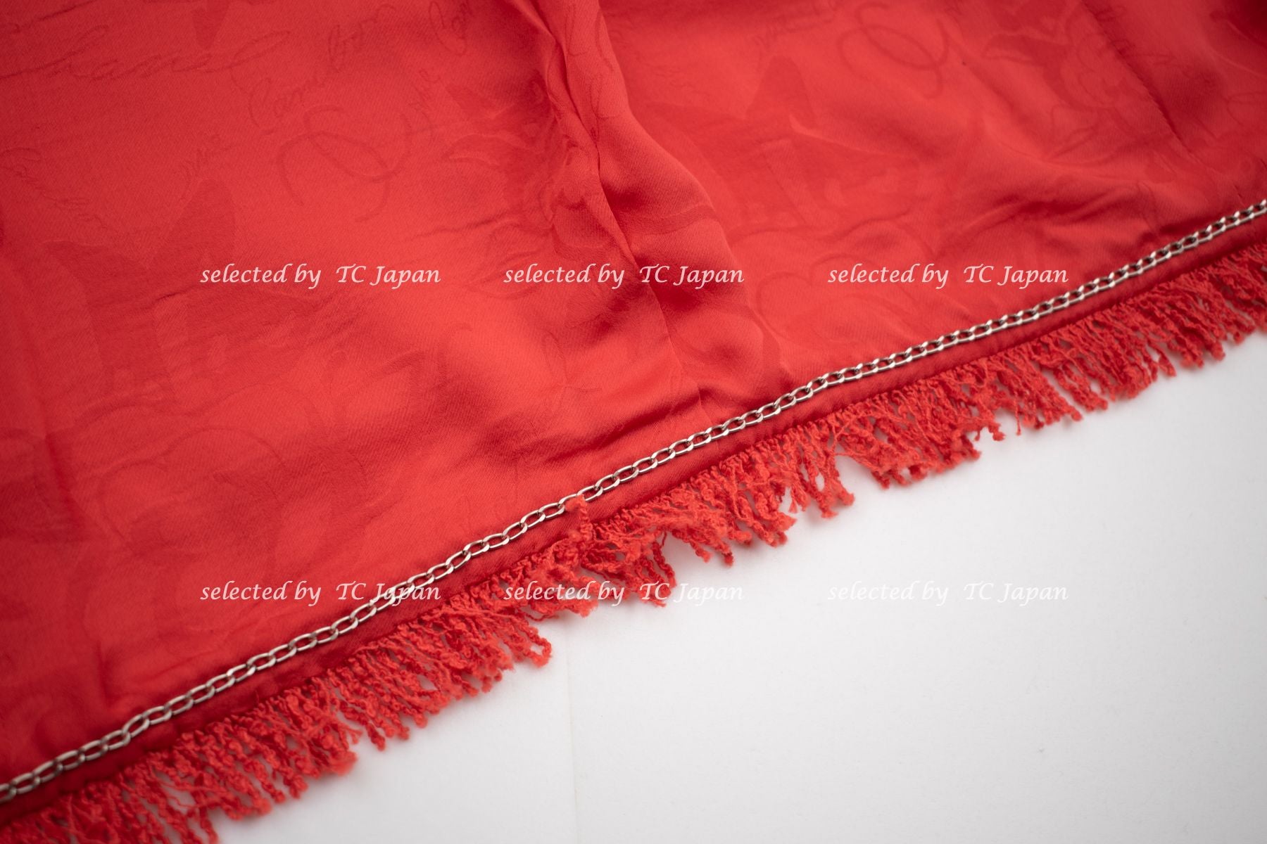 CHANEL 08C Coral Red Fringe Embellished Boucle Jacket Dress 38 シャネル コーラル・スパンコール・ジャケット・ワンピース - CHANEL TC JAPAN