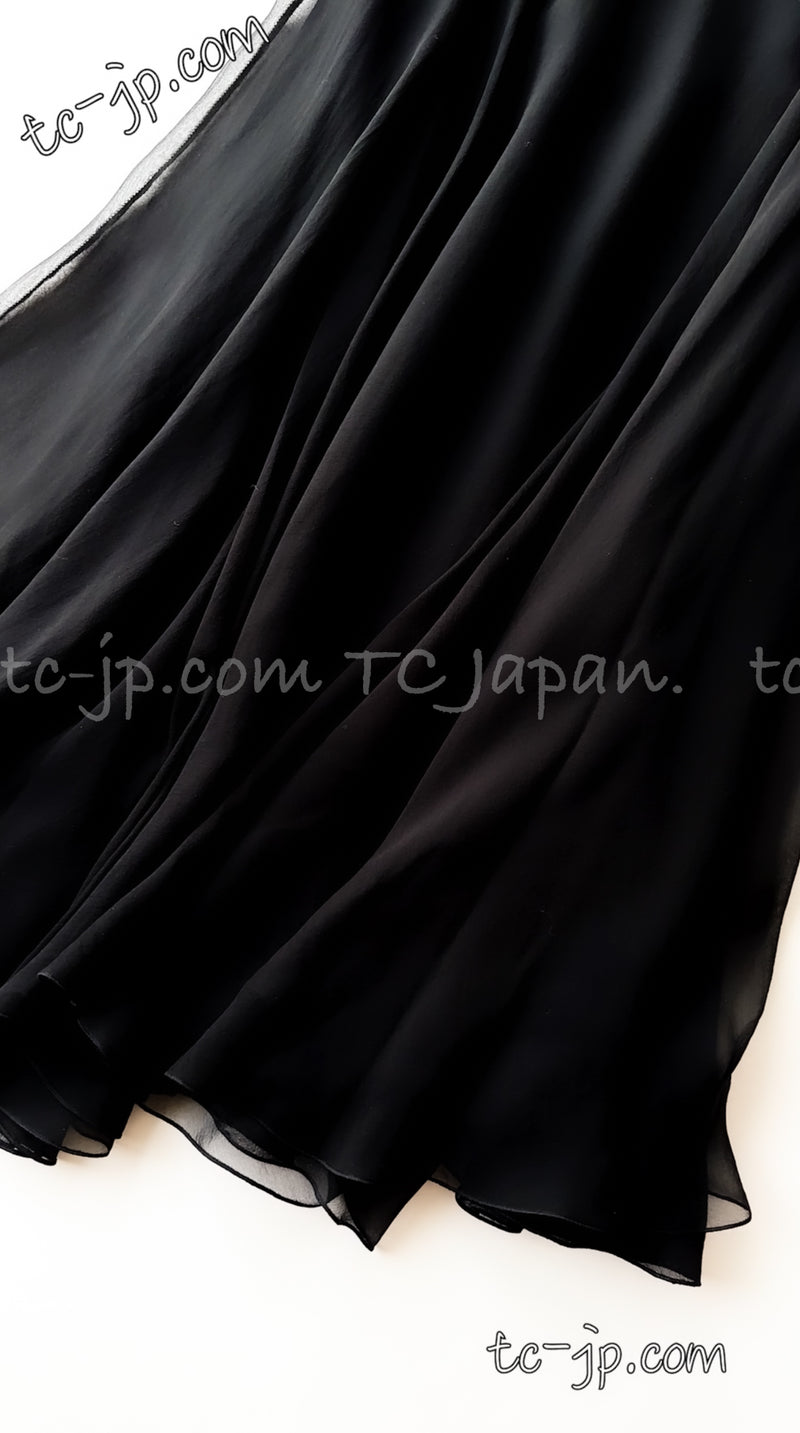 CHANEL 01A Sequined Black Silk Dress 38 シャネル ブラック・シルク・スパンコール・幻のワンピース 即発