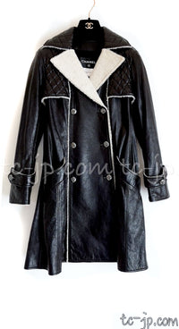 CHANEL 11A Black Lambskin Leather Double Coat 34 シャネル ブラック・ラムスキンレザー・ダブル・コート 即発