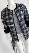 CHANEL 13A Black Nylon Zipper Tweed Print Pattern Jacket 42 シャネル ツイード柄・プリント・ジッパー・ジャケット 即発