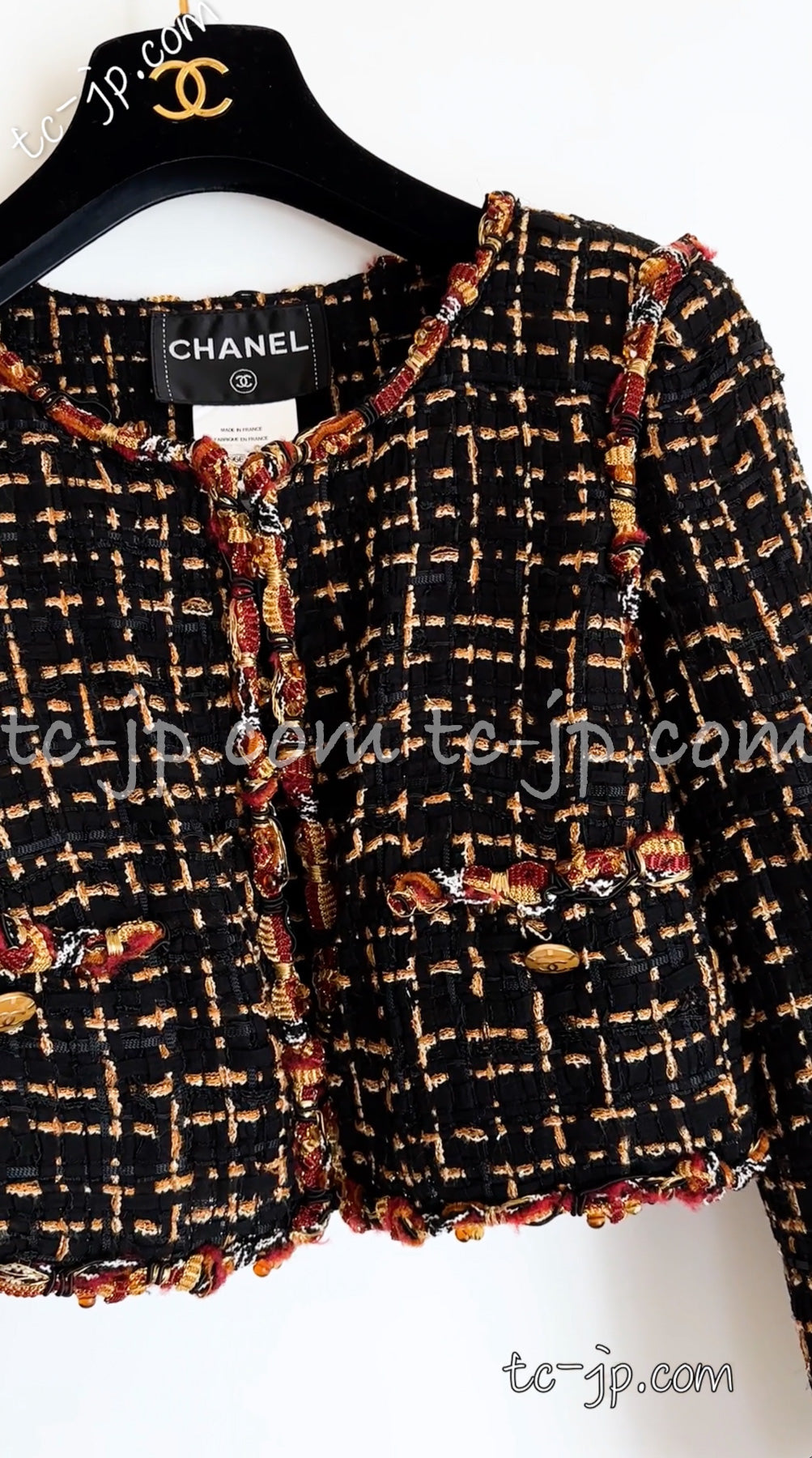 CHANEL 11C Black Brown Gold Beaded Braided Trim Jacket Dress 36 シャネル ブラック・ブラウン・ゴールド・ビーズ・ブレイドトリム・ジャケット・ワンピース 即発