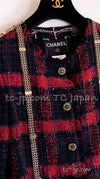 CHANEL 08S Red Navy Chain Tweed Jacket 36 38 シャネル レッド・ネイビー・チェーントリミング・CCロゴ・ジャケット 即発