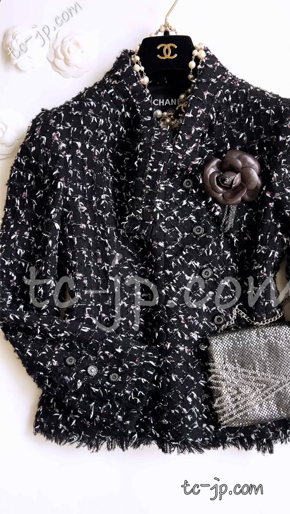 CHANEL 06A Black Purple Tweed Jacket Skirt 36 38 42 シャネル ブラック・パープル・ツイード・ジャケット・スカート 即発