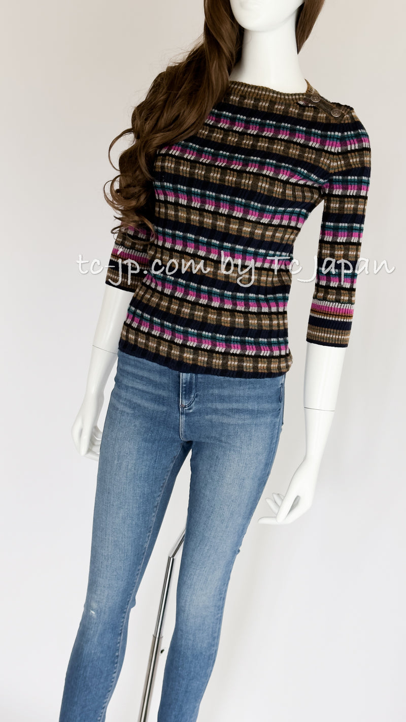 CHANEL 18PF Turtleneck Striped Knit Sweater Dress 34 38 シャネル タートルネック・ストライプ・ニット・セーター・ワンピース 即発