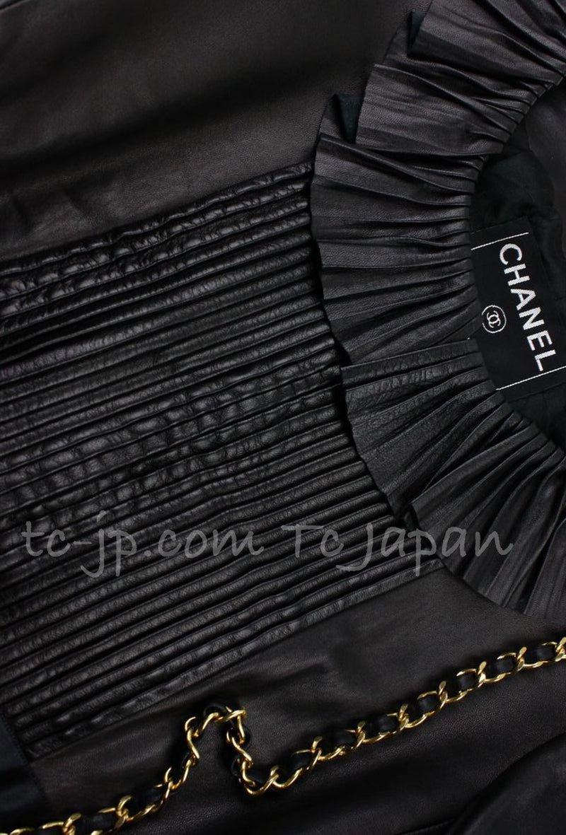 CHANEL 04PF Black Lambskin Leather Jacket Skirt 38 シャネル ラムスキン・レザー・ジャケット・スカート 即発 - TC JAPAN