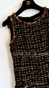 CHANEL 11C Black Brown Gold Beaded Braided Trim Jacket Dress 36 シャネル ブラック・ブラウン・ゴールド・ビーズ・ブレイドトリム・ジャケット・ワンピース 即発