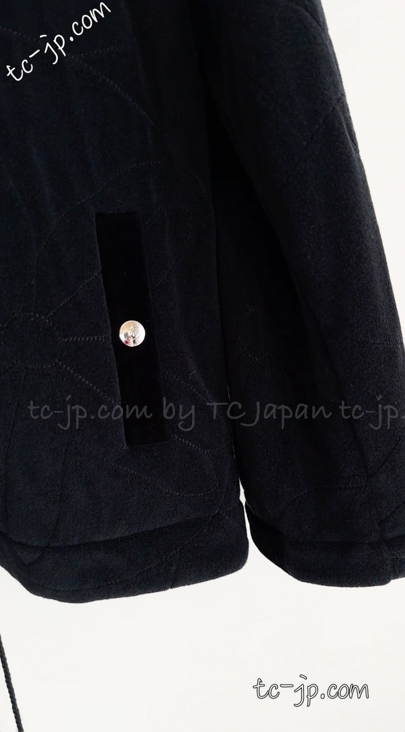 CHANEL 15B Black CC Logo Zip Hoodie Tops 36 38 40 シャネル ブラック・CCロゴ・パイルジップ・パーカー