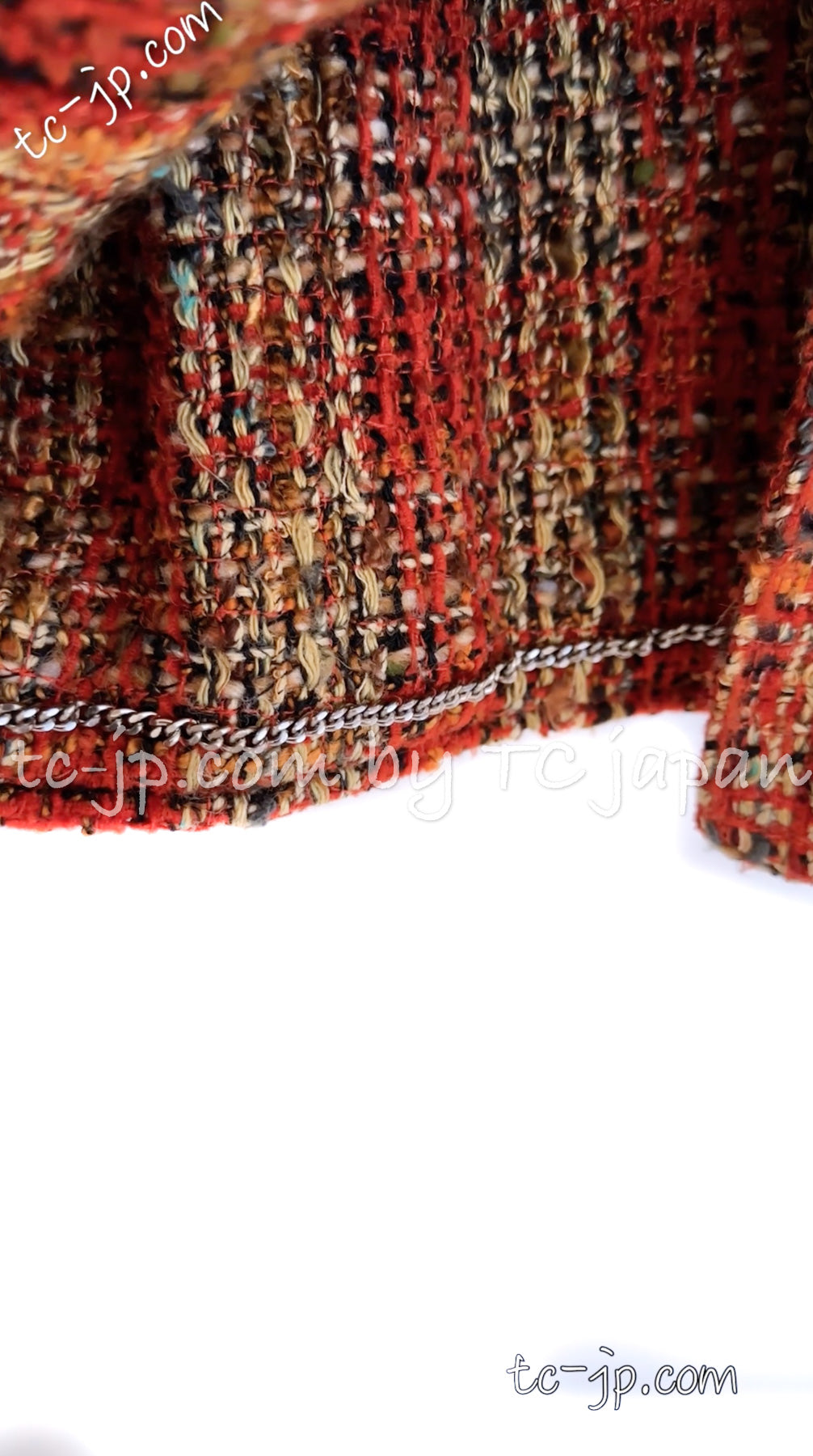 CHANEL 98A Brown Orange Tweed Jacket 42 シャネル ブラウン・オレンジ・ツイード・ジャケット