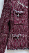 CHANEL 08A Red Grey Wool Tweed Jacket Skirt Suit 36 シャネル レッド・グレー・ウール・ツイード・ジャケット・スカート スーツ