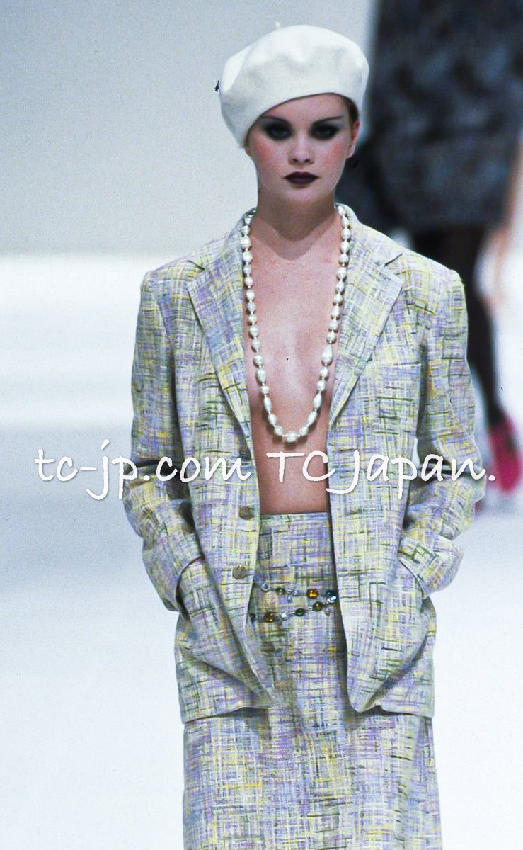 CHANEL 98S Vintage Purple Pink Multicolor Jacket Skirt Suit 36 シャネル ヴィンテージ・パープル・ピンク・マルチカラー・ジャケット・スカート・スーツ 即発