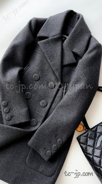 CHANEL 16A Gray Wool Double Coat 34  シャネル グレー・メルトン ウール・ダブル・コート 即発