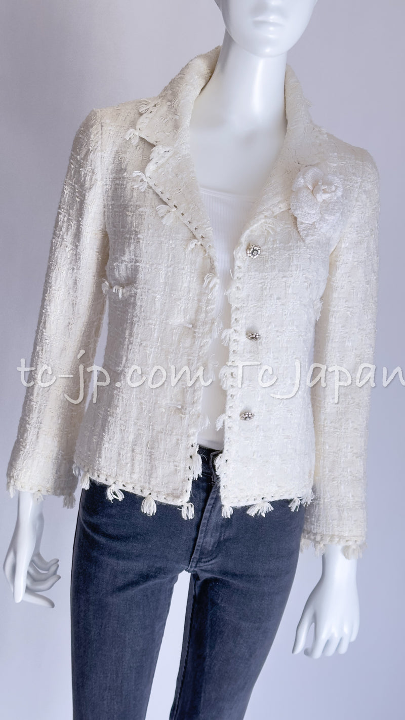 CHANEL 05C Penelope Cruz White Ivory Tweed Jacket Skirt Suit 34 36 シャネル ペネロペクルス着・ホワイト・アイボリー・ツイード・ジャケット・スカート・スーツ 即発 - TC JAPAN