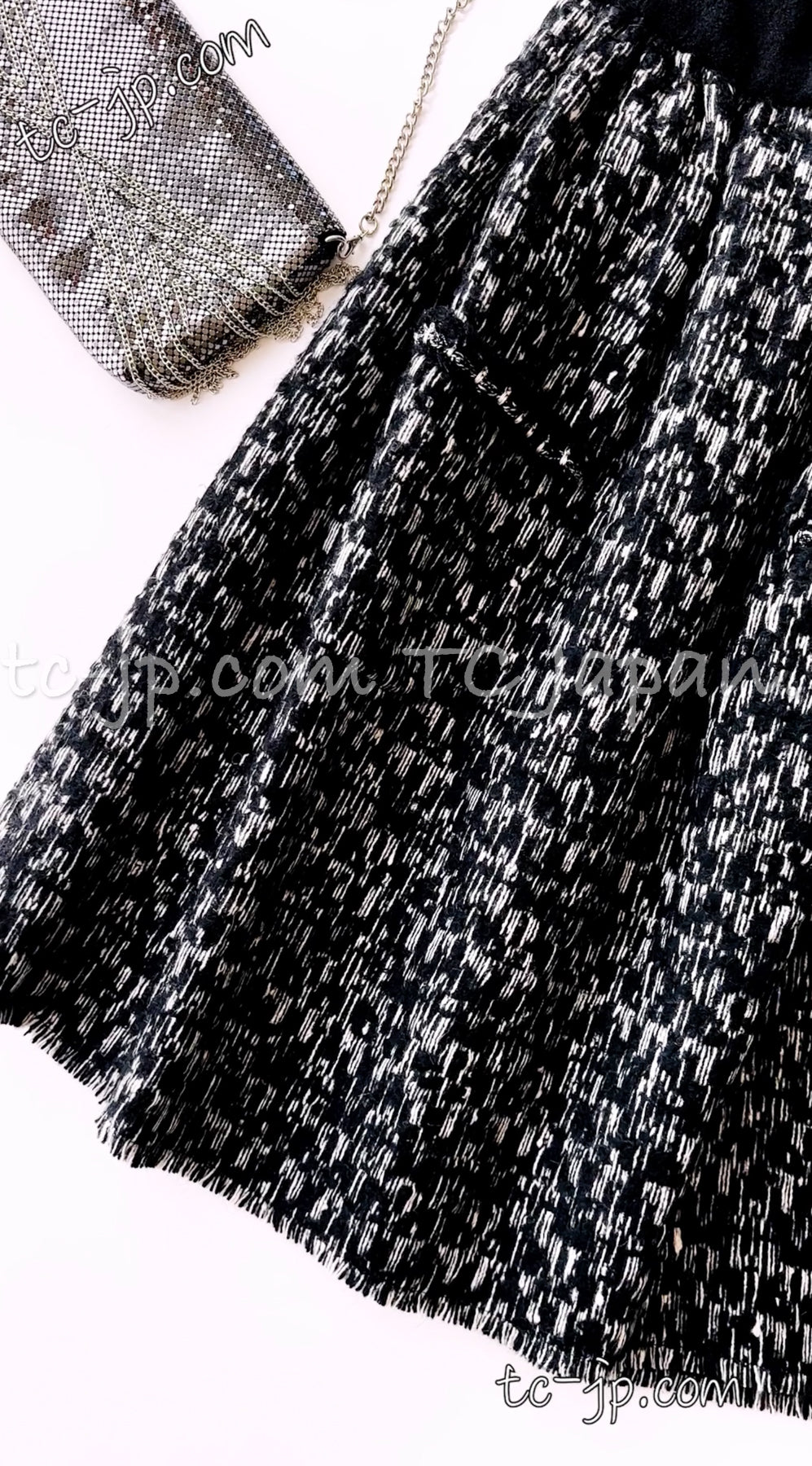 CHANEL 11A Black Ivory Tweed Dress 34 36 シャネル ブラック・アイボリー・ツイード・ワンピース 即発