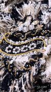CHANEL 07S Ivory Black Jeweled COCO Emblem Fringed  Lesage Tweed Jacket Skirt 34 シャネル ホワイト ブラック CCエンブレム フリンジ ルサージュ ツイード ジャケット スカート 即発