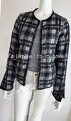 CHANEL 13A Black Nylon Zipper Tweed Print Pattern Jacket 42 シャネル ツイード柄・プリント・ジッパー・ジャケット 即発