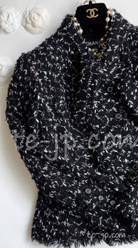 CHANEL 06A Black Purple Tweed Jacket Skirt 38 シャネル ブラック パープル ツイード スカート 即発