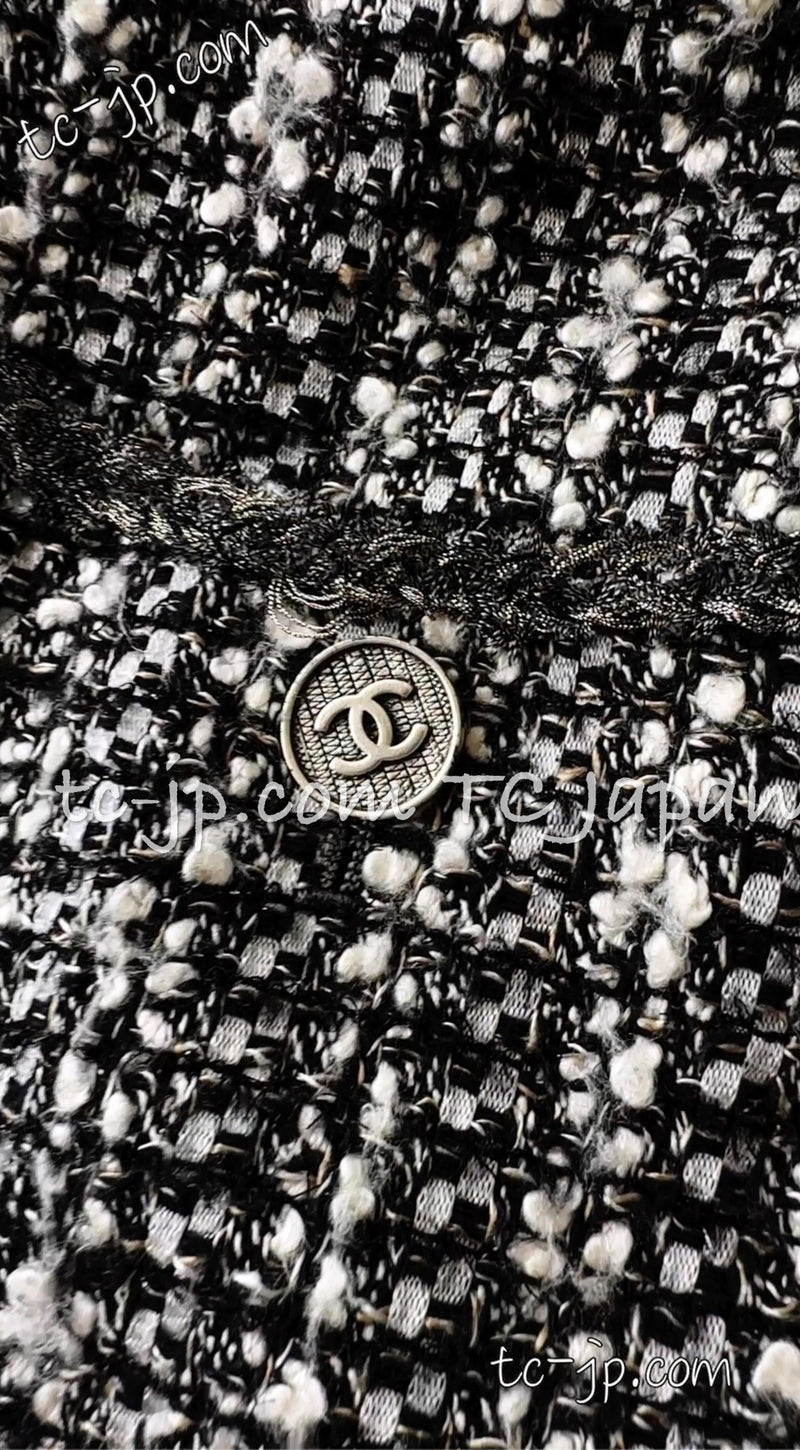 CHANEL 06S Grey Silver Metallic trim Jacket 44 46 シャネル グレー・シルバー・メタリック トリム・ジャケット