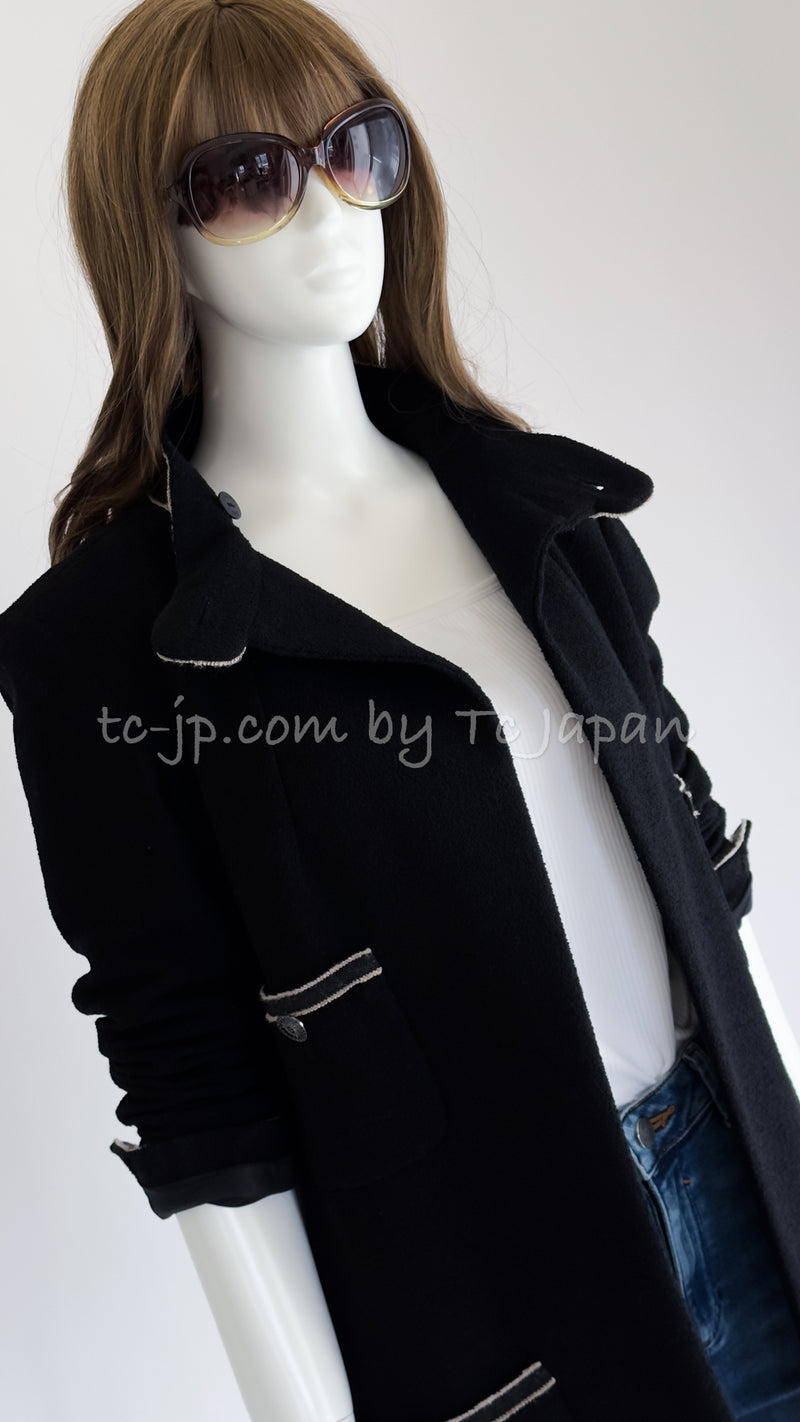 CHANEL 14C Black Creme Stand Collar Wool Jacket Coat 36 シャネル ブラック クリーム スタンド襟 ジャケット コート 即発