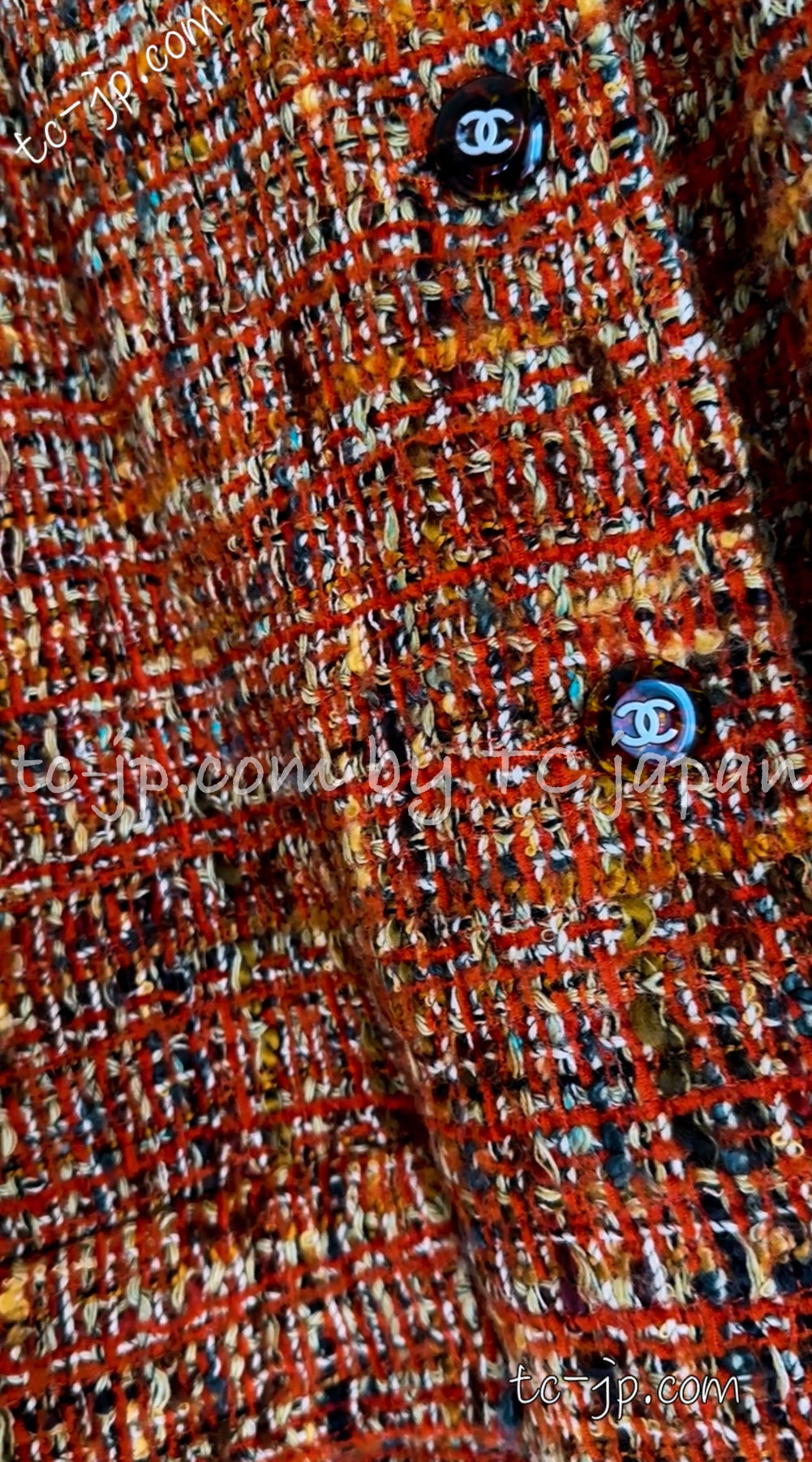 CHANEL 98A Brown Orange Tweed Jacket 42 シャネル ブラウン・オレンジ・ツイード・ジャケット