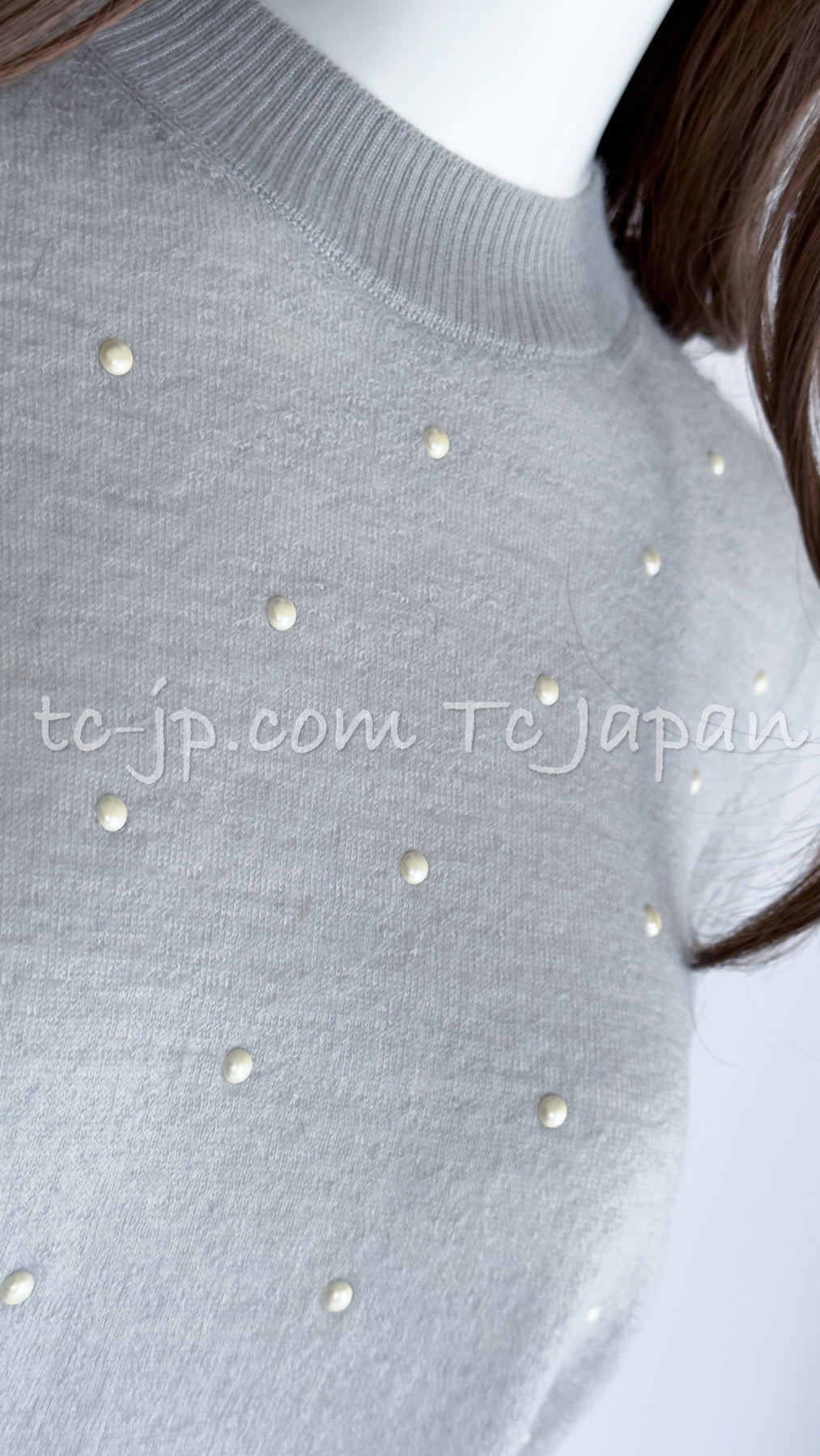 シャネル モヘア・カシミア・セーター CHANEL 14B Pearl Studded