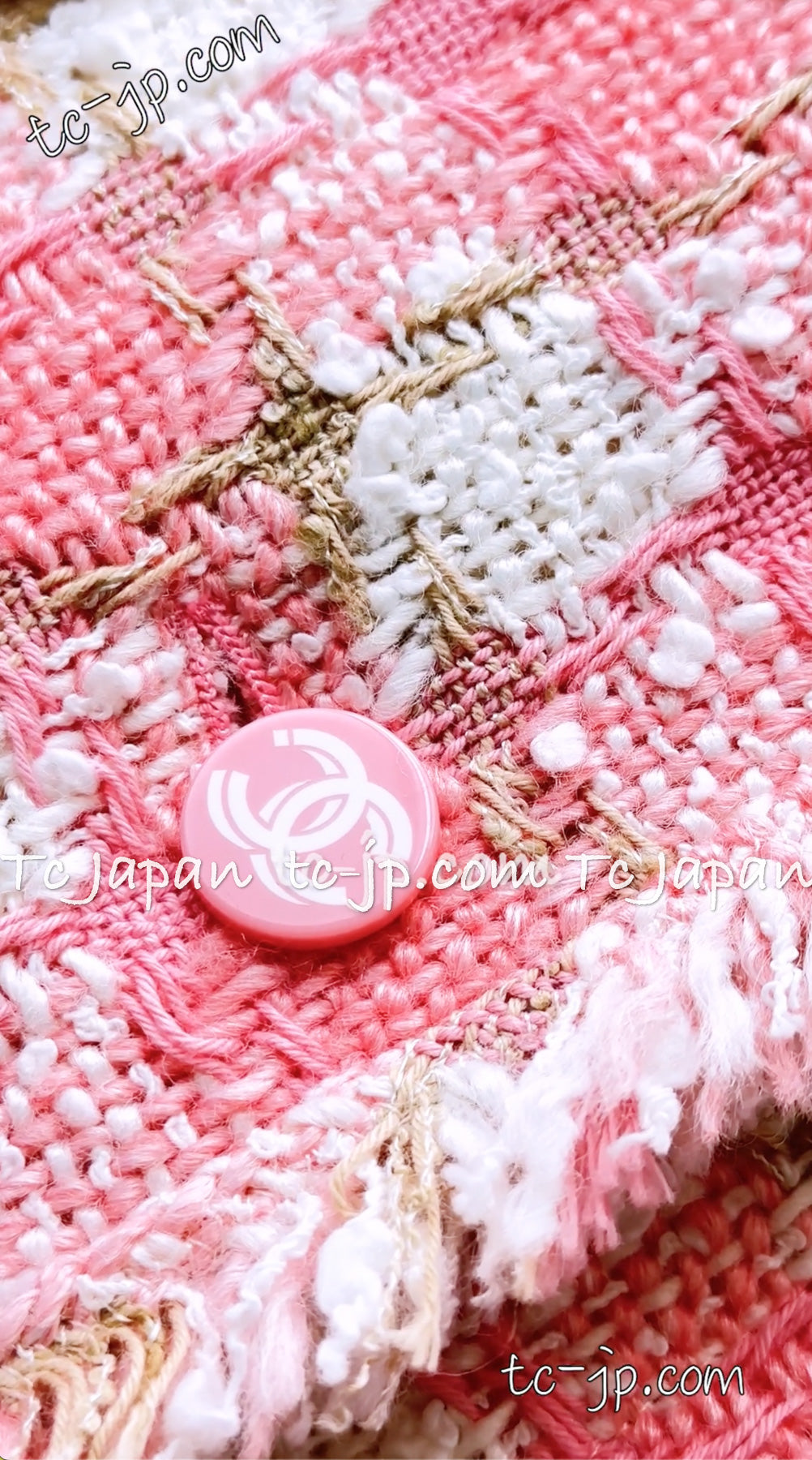 CHANEL 04C Pink White Tweed Fringe Jacket 36 38 40 42 44 シャネル ピンク・ホワイト・ツイード・フリンジ・ジャケット 即発