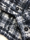 CHANEL 13A Black Nylon Zipper Tweed Print Pattern Jacket 42 シャネル ツイード柄・プリント・ジッパー・ジャケット 即発
