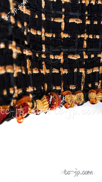 CHANEL 11C Black Brown Gold Beaded Braided Trim Jacket Dress 36 シャネル ブラック・ブラウン・ゴールド・ビーズ・ブレイドトリム・ジャケット・ワンピース 即発