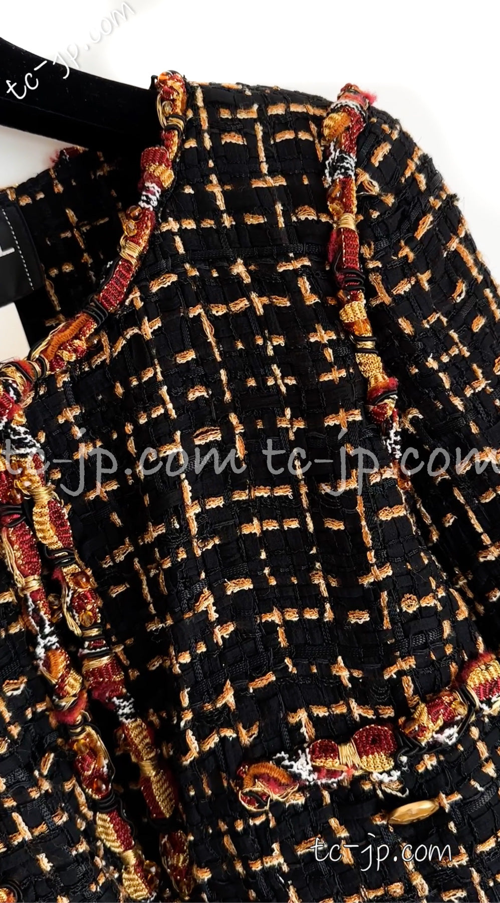 CHANEL 11C Black Brown Gold Beaded Braided Trim Jacket Dress 36 シャネル ブラック・ブラウン・ゴールド・ビーズ・ブレイドトリム・ジャケット・ワンピース 即発