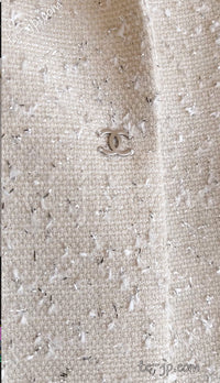 CHANEL 99S Ivory Grey Metallic Jacket 36 38 シャネル アイボリー・グレー・メタリック・ジャケット