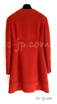 CHANEL 93A Vintage Coral Orange Tweed Coat Dress 38 シャネル ヴィンテージ・コーラルオレンジ・ツイード・コート・ワンピース 即発