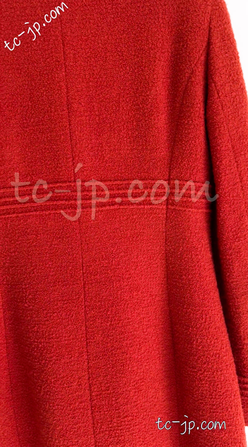 CHANEL 93A Vintage Coral Orange Wool Tweed Coat Dress 38 シャネル ヴィンテージ コーラルオレンジ ウール ツイード コート ワンピース 即発