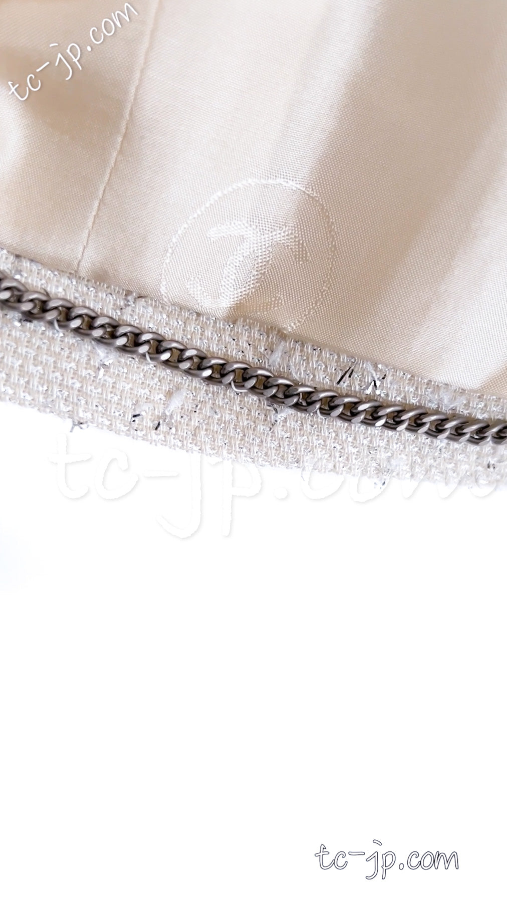 CHANEL 99S Ivory Grey Metallic Jacket 36 38 シャネル アイボリー・グレー・メタリック・ジャケット