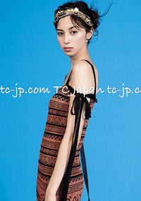 CHANEL 18C Black Mix Sleeveless Knit Long Ribbon Dress 34 シャネル ブラック・マルチ・ニット・リボン・ロング マキシ ワンピース