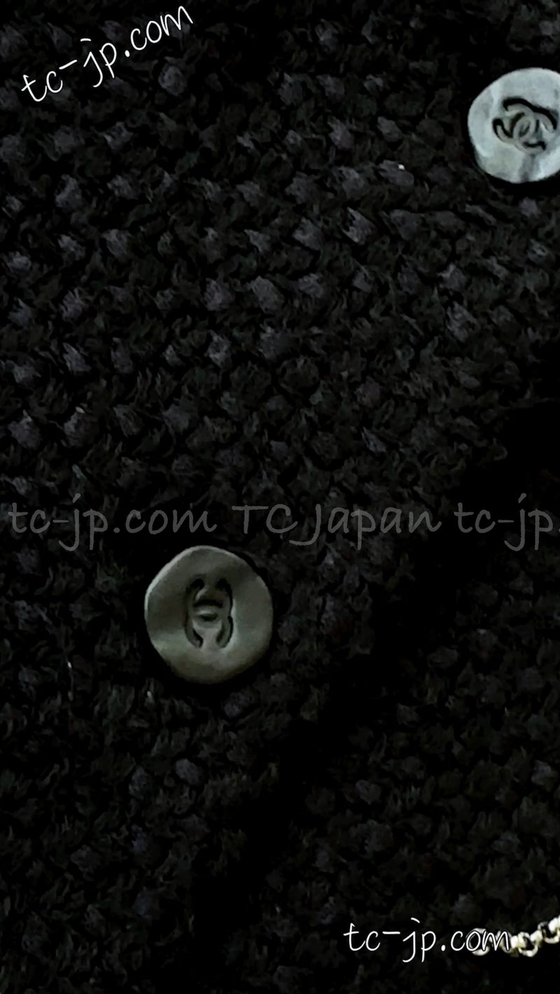 CHANEL 06S Black Collarless Tweed Jacket 38 シャネル ブラック・ツイード・ジャケット