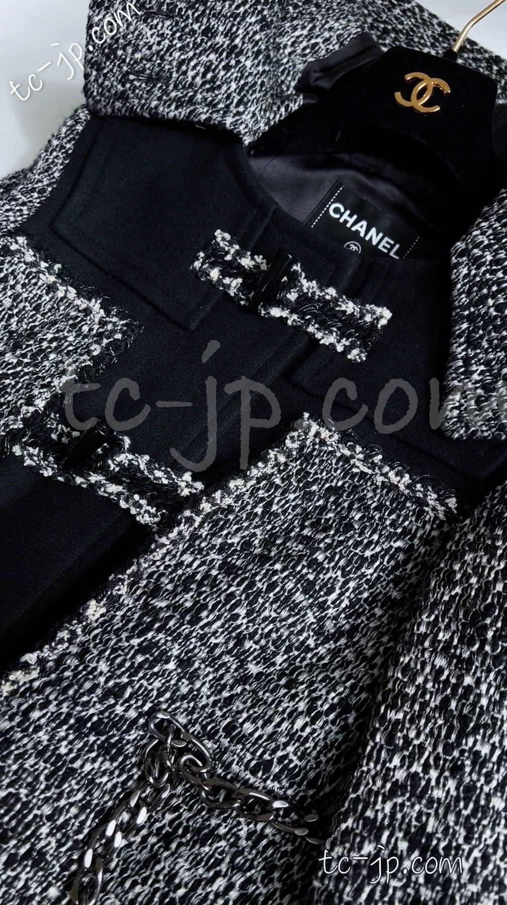 CHANEL 11A Black Grey Wool Duffle Coat 38 シャネル ブラック・グレー・ウール・ダッフルコート 即発