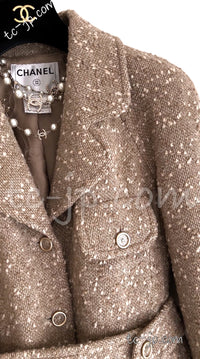 CHANEL 01A Brown Beige Alpaca Tweed Coat 40 シャネル ブラウン・ベージュ・アルパカ・ツイード・コート