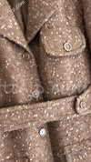 CHANEL 01A Brown Beige Alpaca Tweed Coat 40 シャネル ブラウン・ベージュ・アルパカ・ツイード・コート