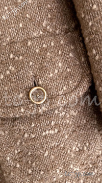 CHANEL 01A Brown Beige Alpaca Tweed Coat 40 シャネル ブラウン・ベージュ・アルパカ・ツイード・コート