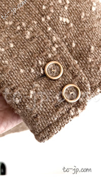 CHANEL 01A Brown Beige Alpaca Tweed Coat 40 シャネル ブラウン・ベージュ・アルパカ・ツイード・コート