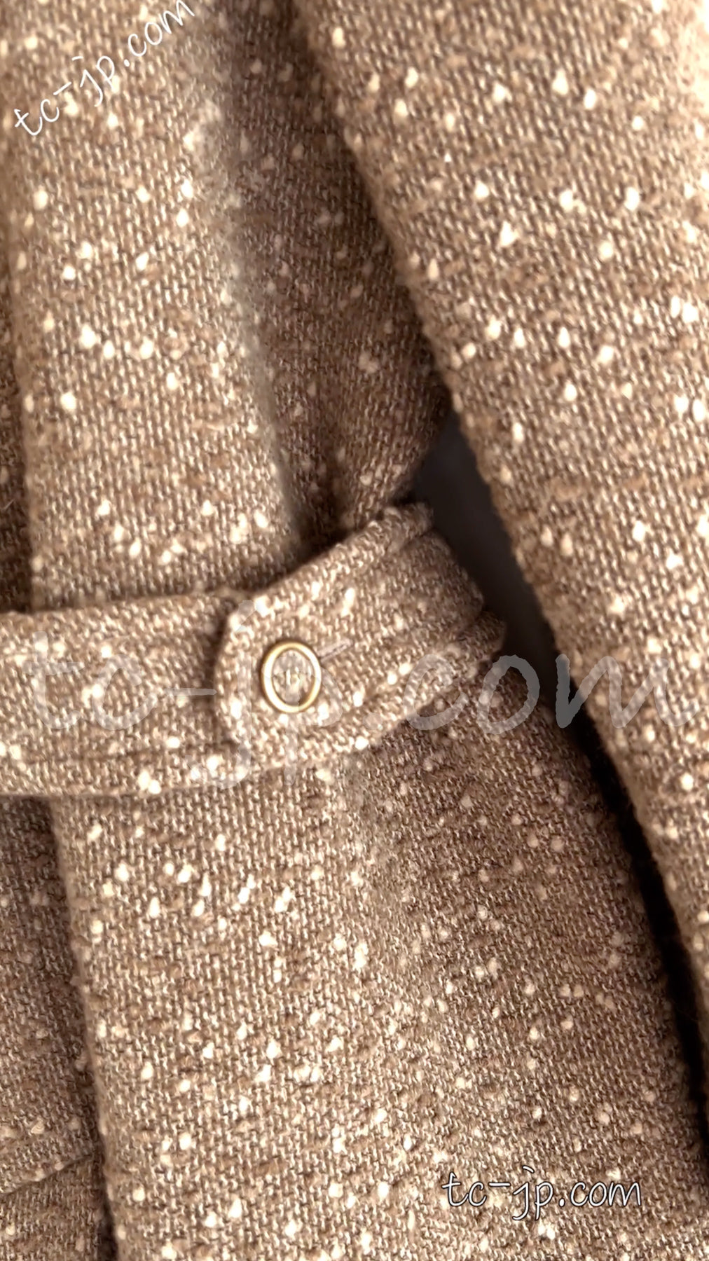 CHANEL 01A Brown Beige Alpaca Tweed Coat 40 シャネル ブラウン・ベージュ・アルパカ・ツイード・コート