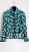 CHANEL 16C Green Stand Collar Cotton Tweed Jacket 36 シャネル グリーン スタンドカラー コットン ツイード ジャケット 即発